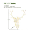 80 LED Warm White Lighted Reindeer Head Wall Decor, Wireframe Christmas Deer Head with Timer, 33.5" Hanging Reindeer Decoration for Indoor Outdoor Holiday, Party, Home, Garden Decor