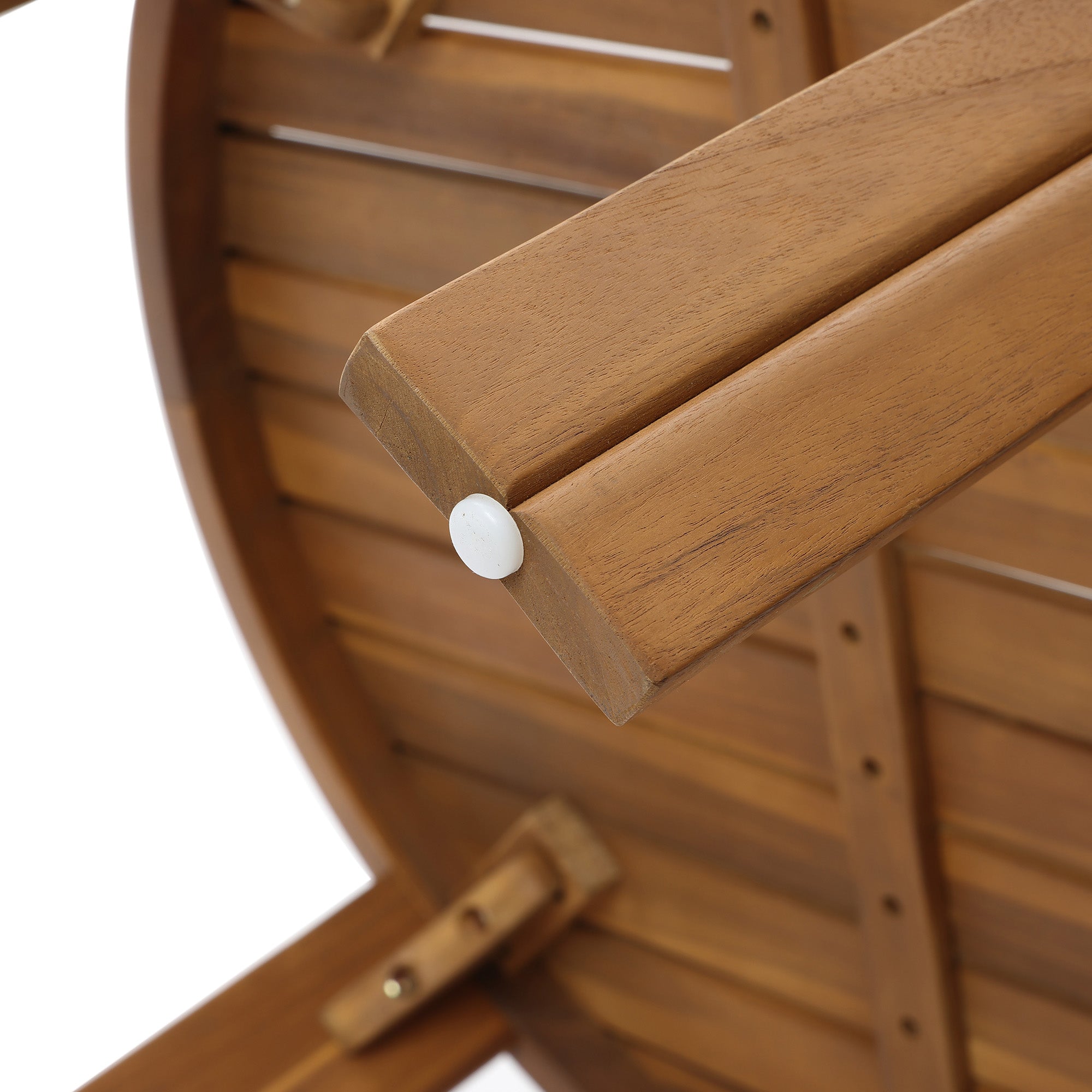Acacia Outdoor Coffee Table, Round Patio Table with Tray Top, 15.7" Height