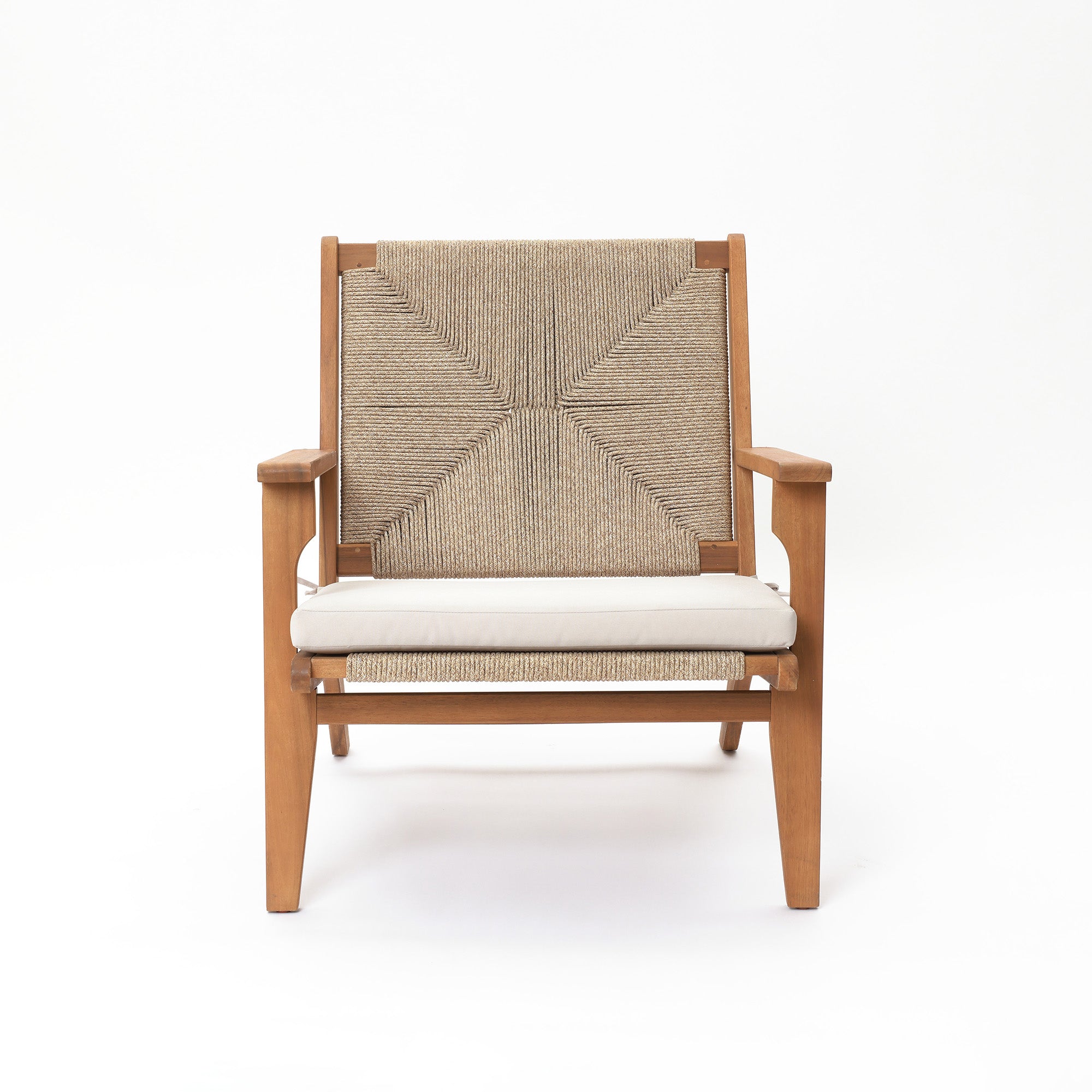 Outdoor Acacia Wood Deck Chair with Seat Cushion