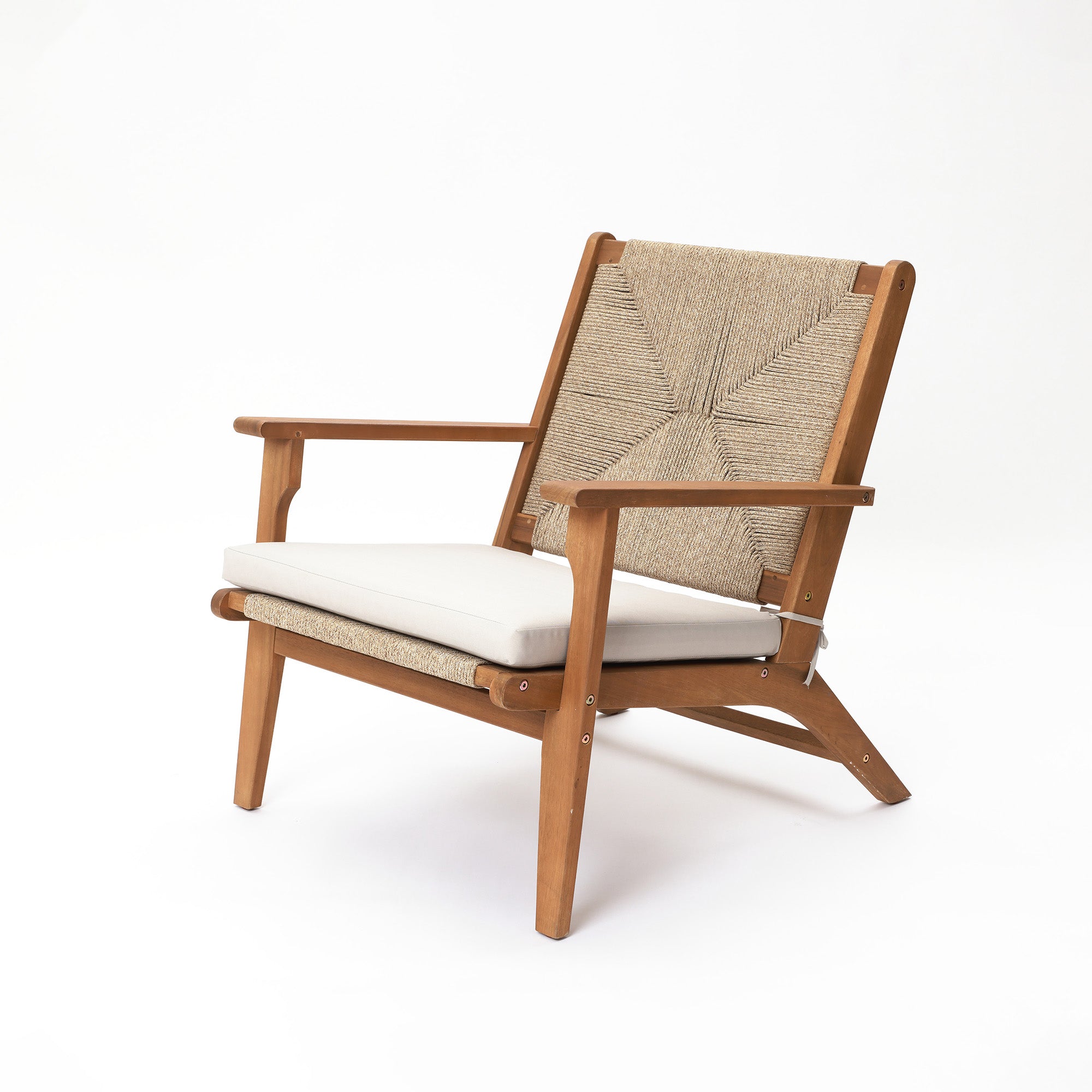 Outdoor Acacia Wood Deck Chair with Seat Cushion