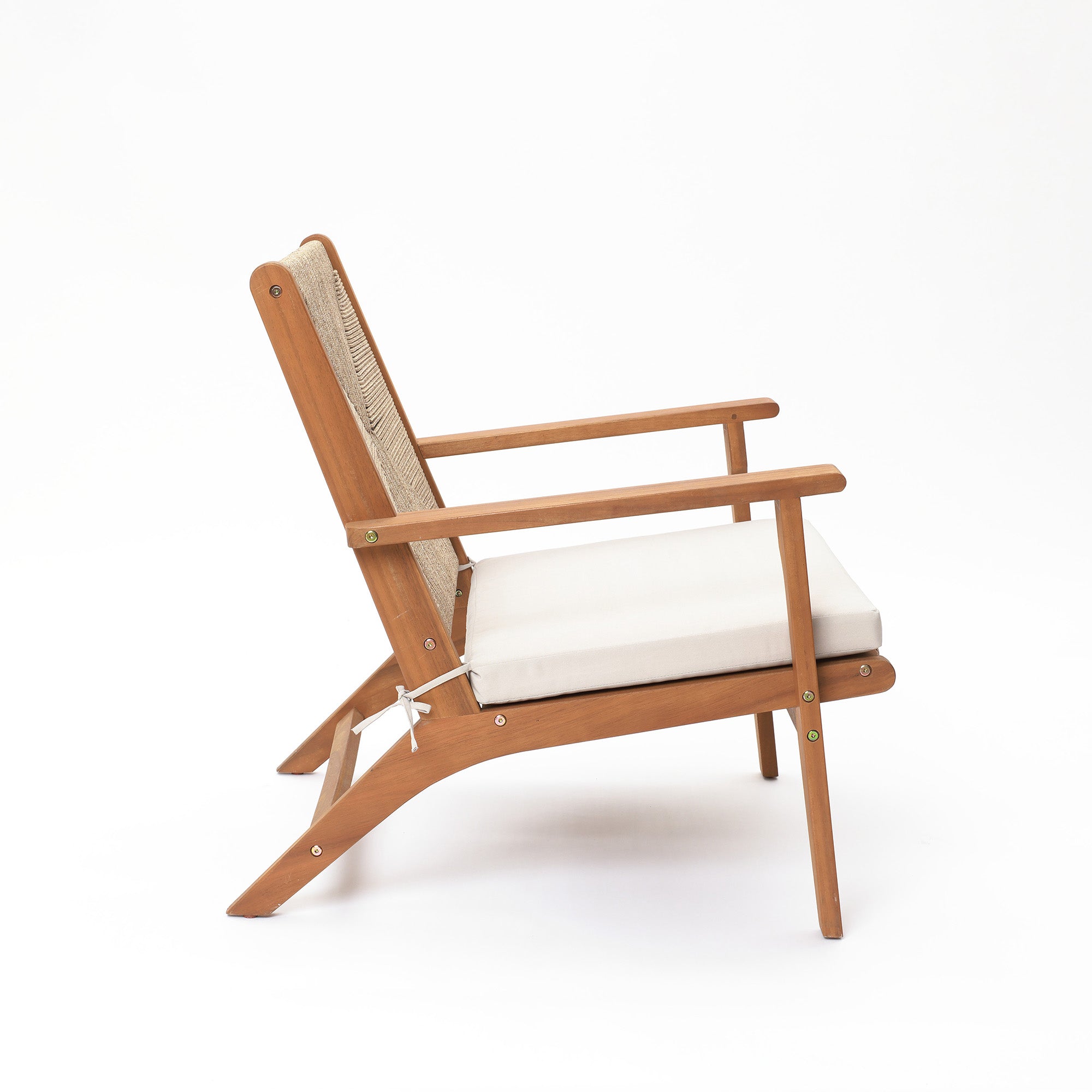 Outdoor Acacia Wood Deck Chair with Seat Cushion