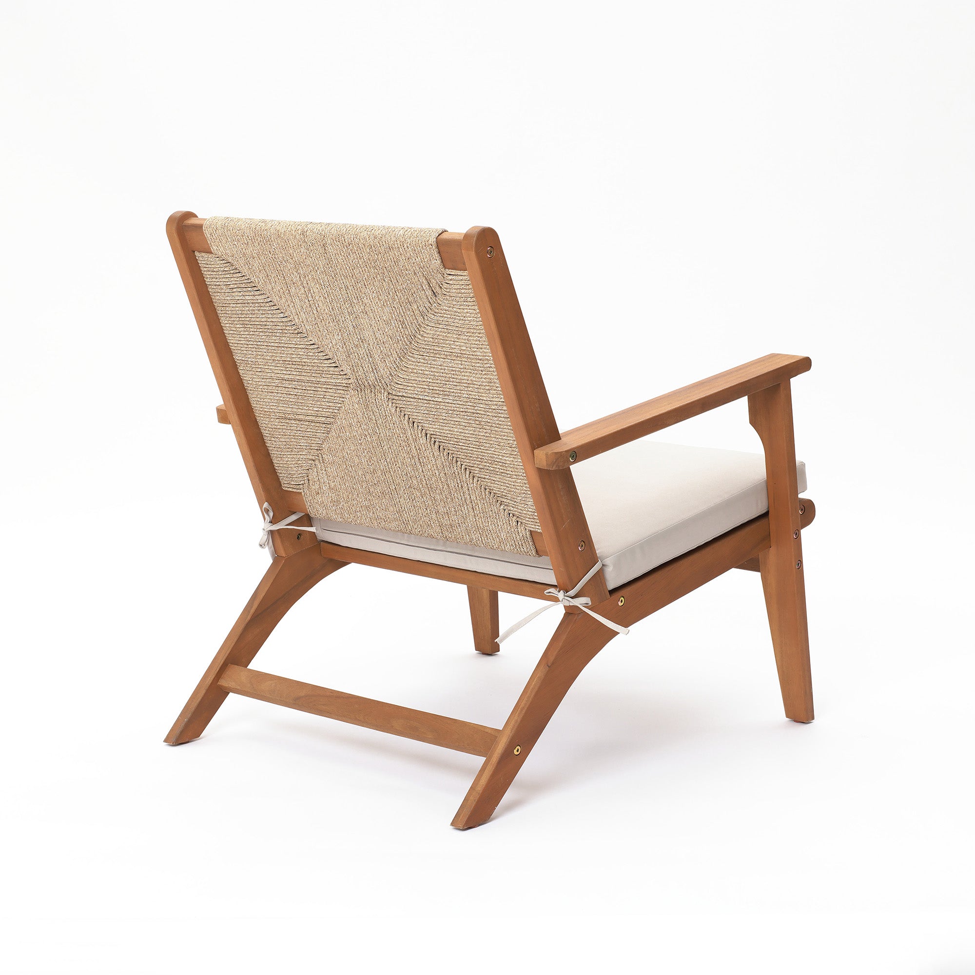 Outdoor Acacia Wood Deck Chair with Seat Cushion