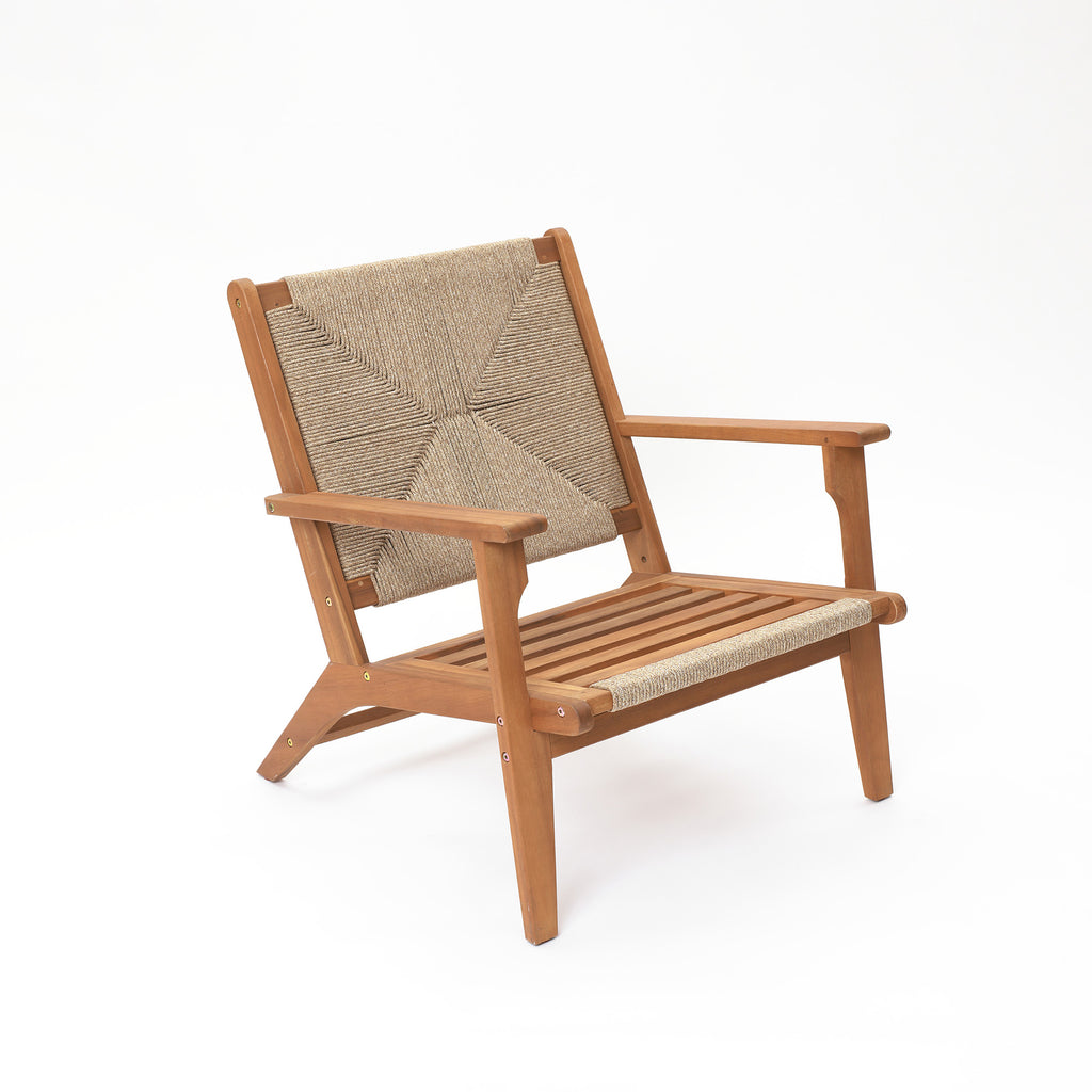 Outdoor Acacia Wood Deck Chair with Seat Cushion