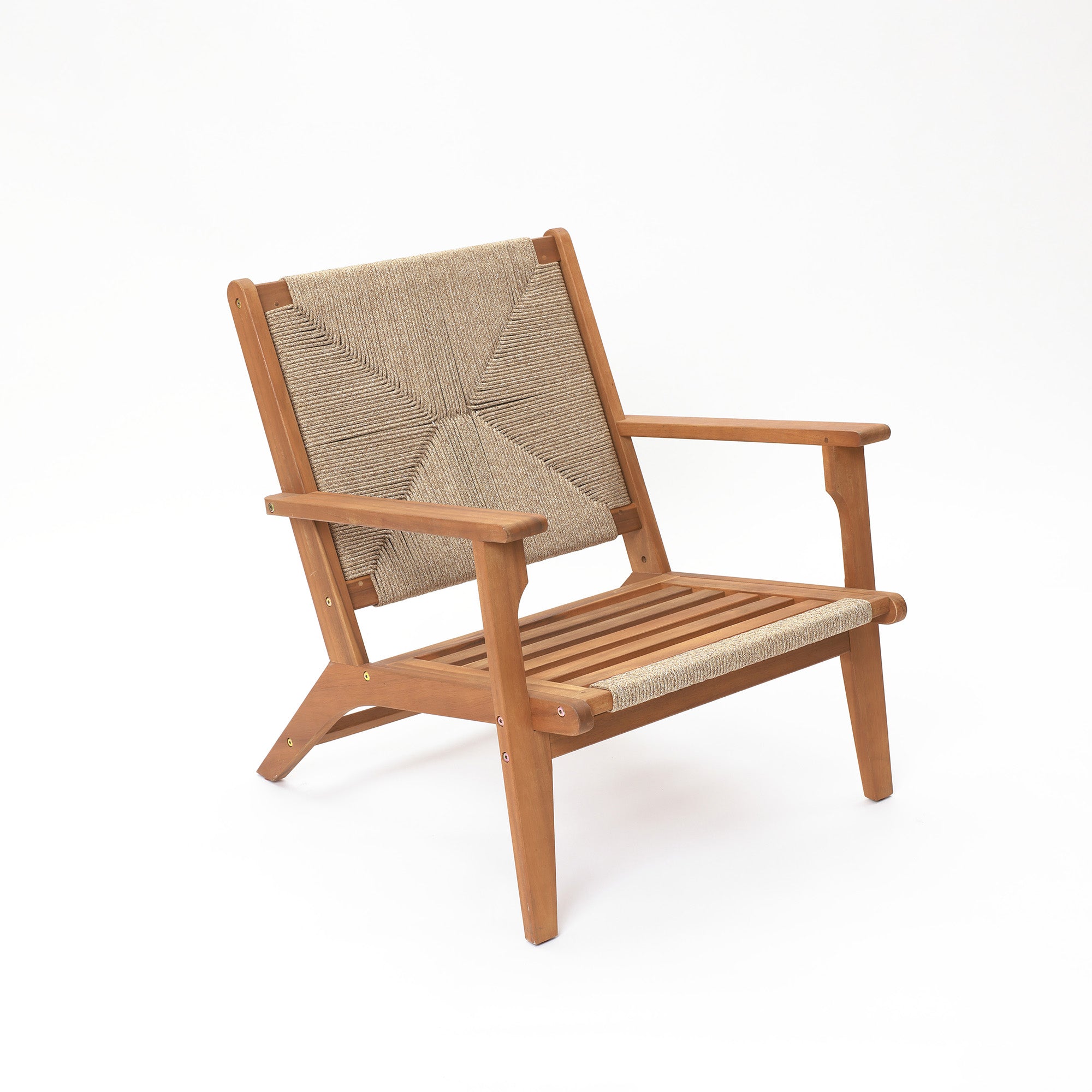 Outdoor Acacia Wood Deck Chair with Seat Cushion