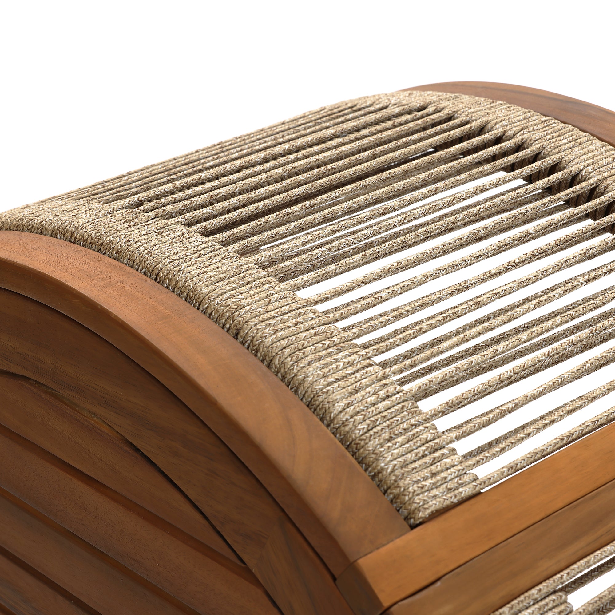 Outdoor Acacia Wood Rope Sides Round Drum Coffee Table