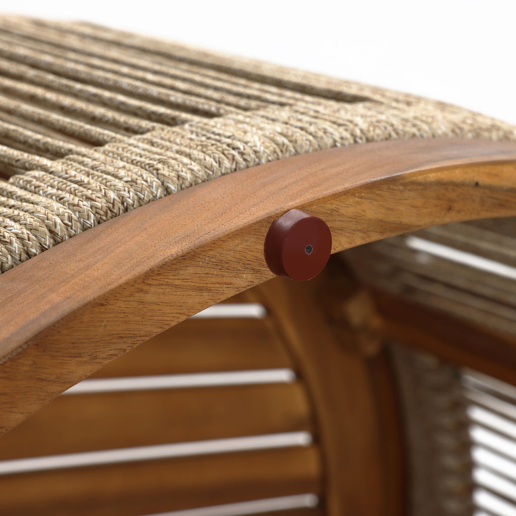 Outdoor Acacia Wood Rope Sides Round Drum Coffee Table
