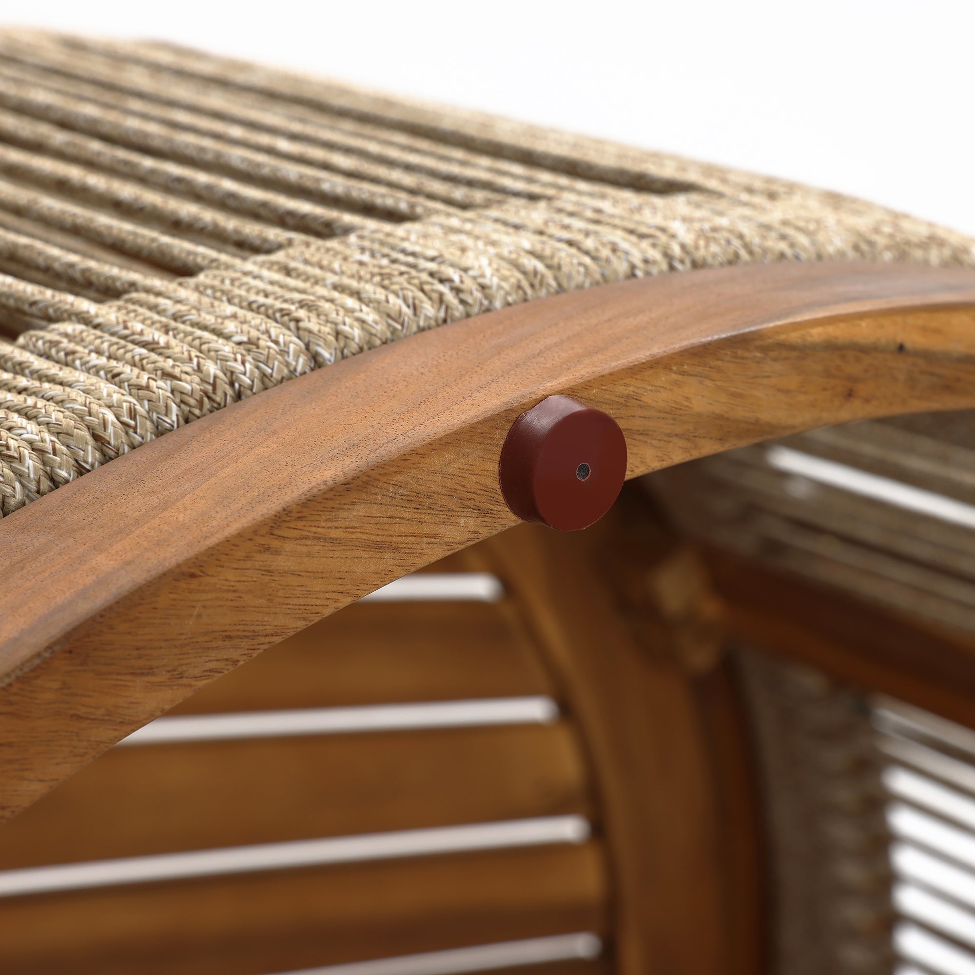 Outdoor Acacia Wood Rope Sides Round Drum Coffee Table
