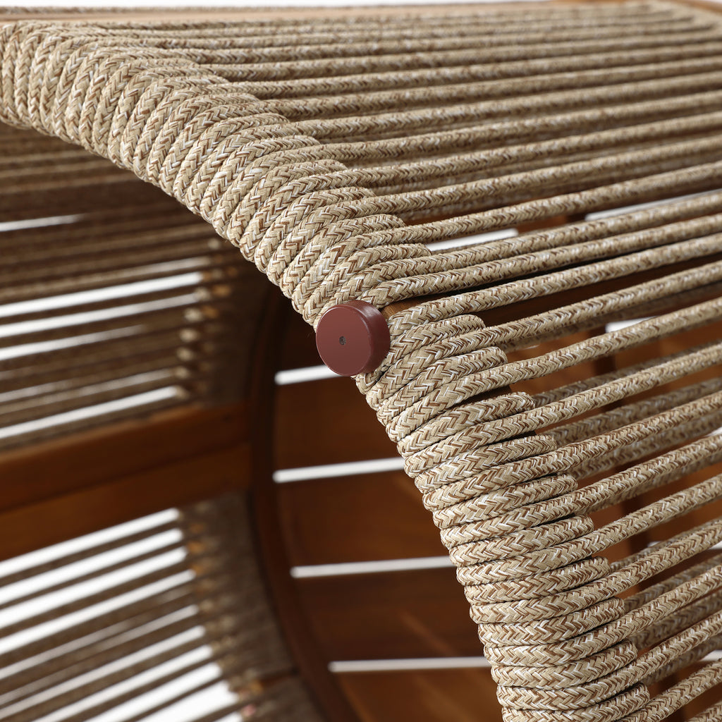 Outdoor Acacia Wood Rope Sides Round Drum Side and End Tables