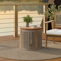 Outdoor Acacia Wood Rope Sides Round Drum Side and End Tables