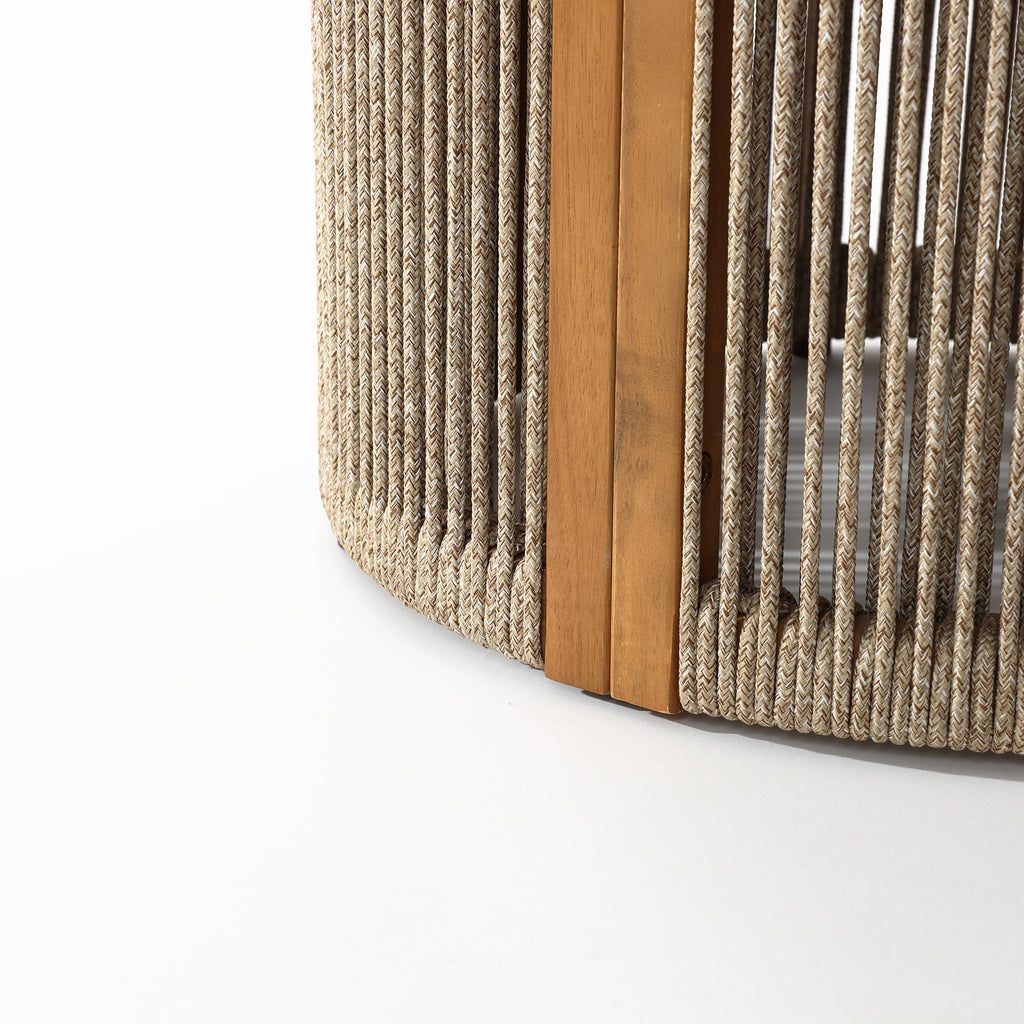 Outdoor Acacia Wood Rope Sides Round Drum Side and End Tables