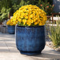 Weave Textured Ceramic Round Planter, Indigo Blue, 12"