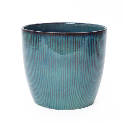Verdis Glazed Ceramic Round Planter, Blue Ombre, 15"