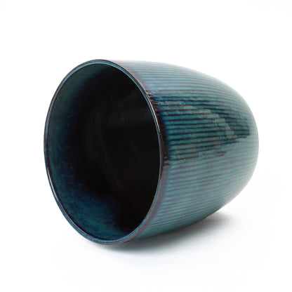 Verdis Glazed Ceramic Round Planter, Blue Ombre, 15"
