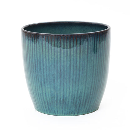 Verdis Glazed Ceramic Round Planter, Blue Ombre, 12"