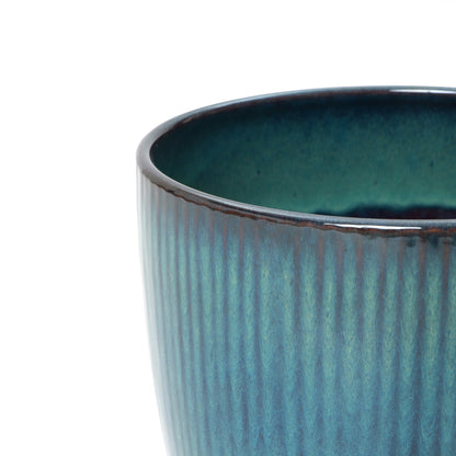 Verdis Glazed Ceramic Round Planter, Blue Ombre, 12"