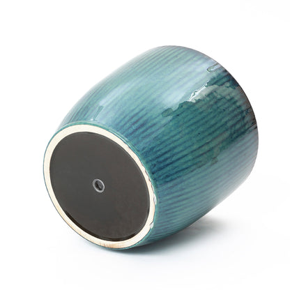 Verdis Glazed Ceramic Round Planter, Blue Ombre, 12"