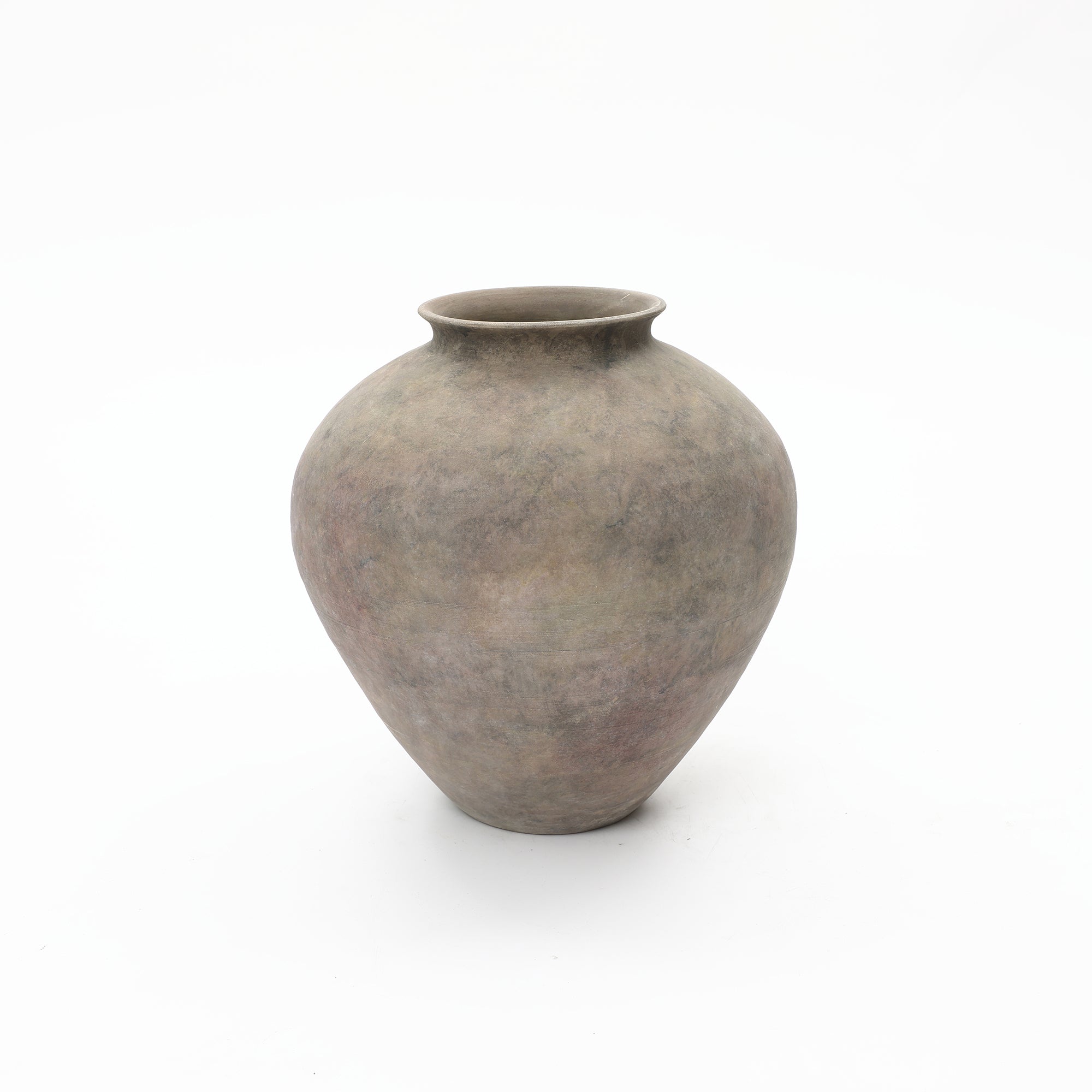 Rustic Ceramic Vase, 10.2" Tall Terracotta Pot with Earthy Gray-Brown Finish