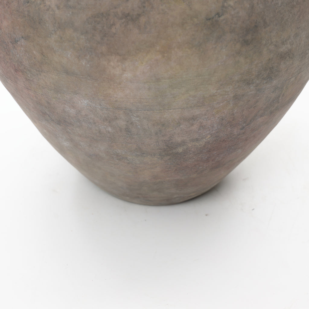 Rustic Ceramic Vase, 12.6" Tall Terracotta Pot with Earthy Gray-Brown Finish