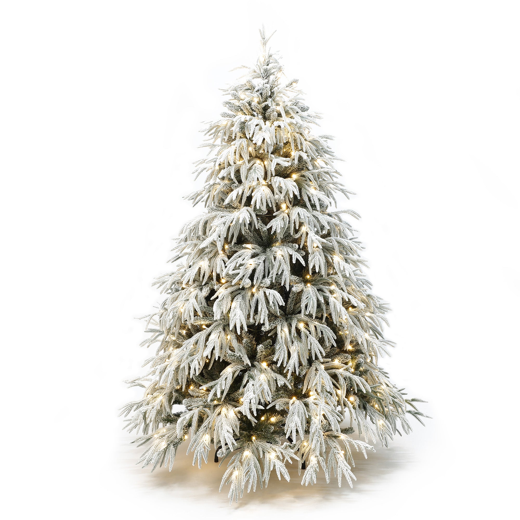 6.5Ft Pre-Lit Mixed Snowy Branches Artificial Christmas Tree with Metal Stand