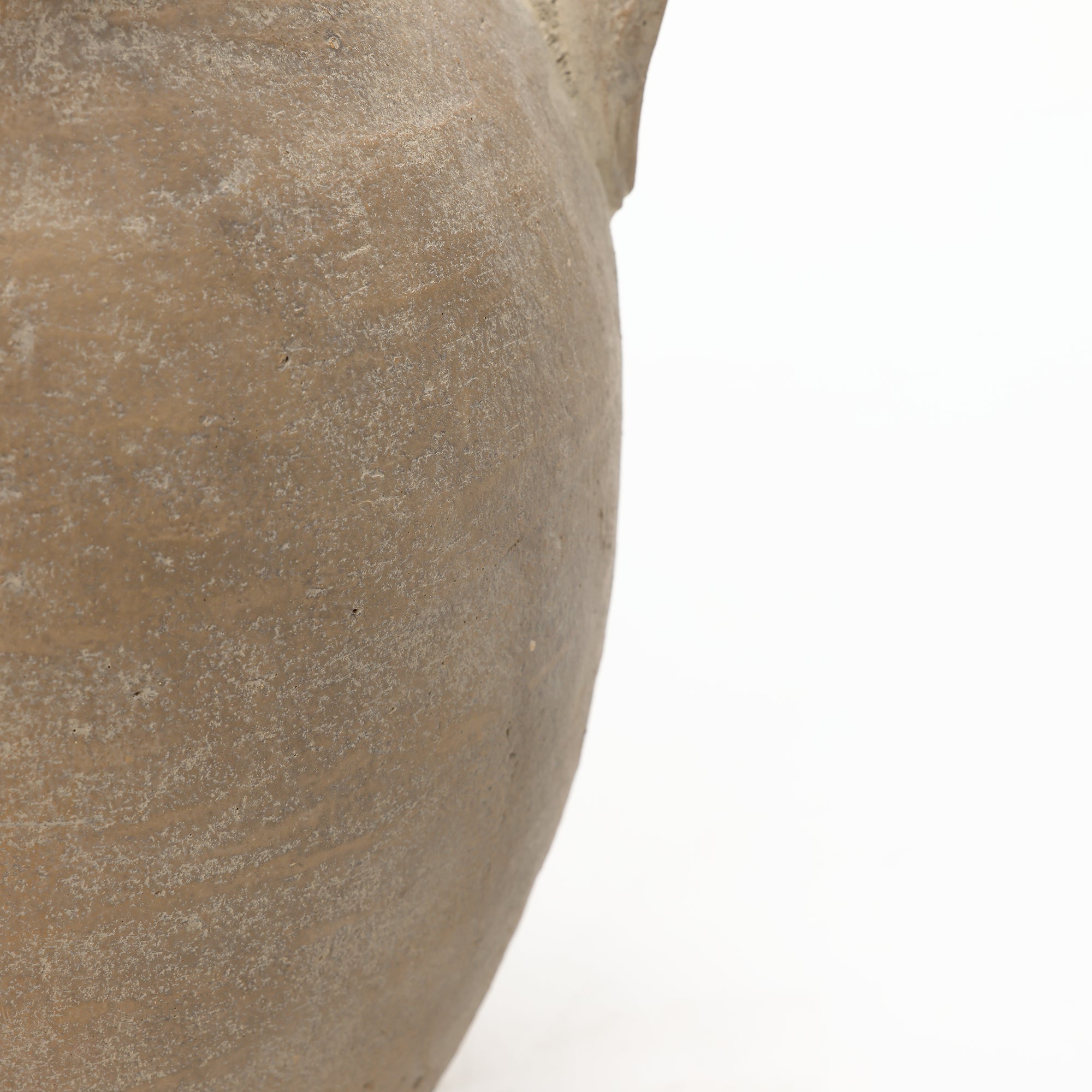 Rustic Antiqued Brown 12.6-Inch Tall Round Terracotta Vase with Handles