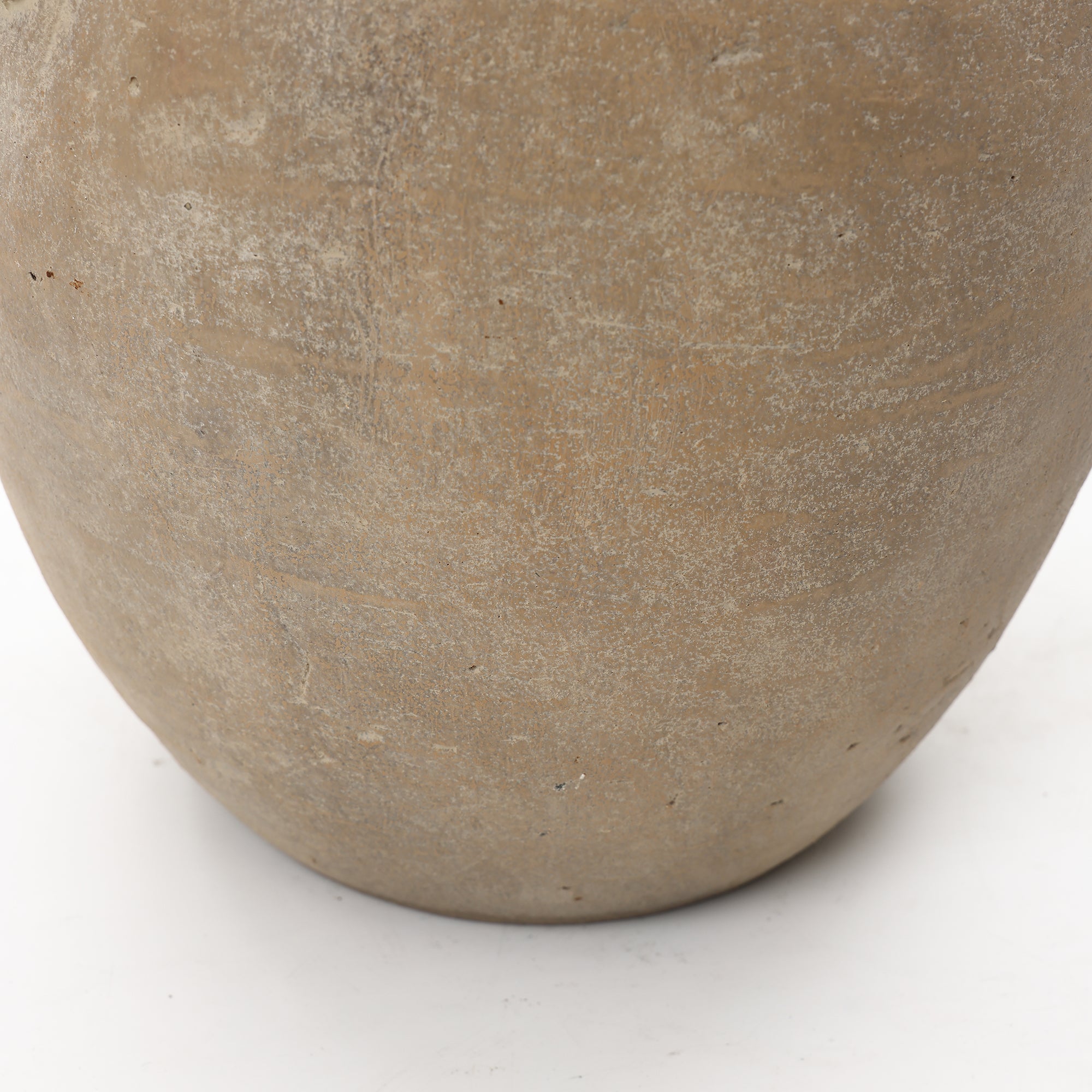 Rustic Antiqued Brown 12.6-Inch Tall Round Terracotta Vase with Handles