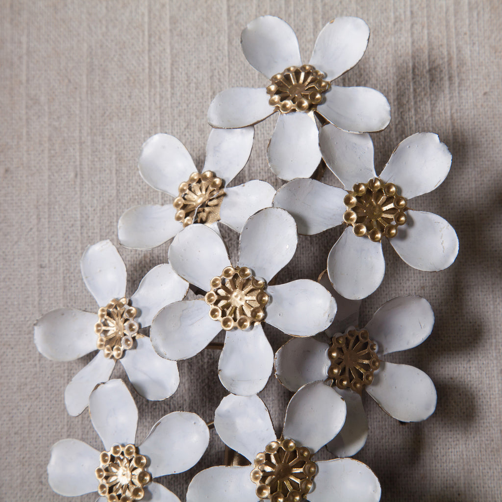 2-Piece White and Gold Flower Bouquet Wall Decor