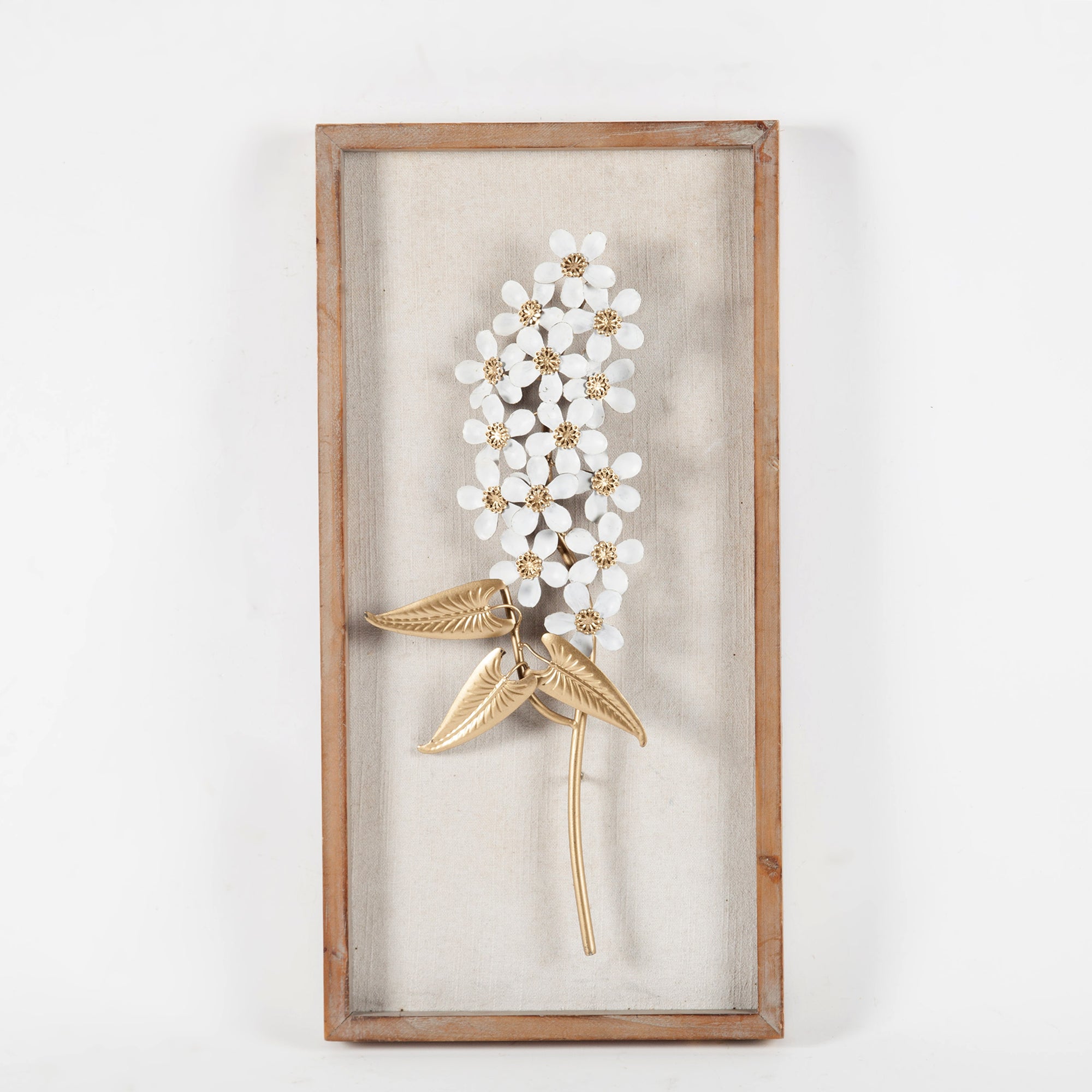 2-Piece White and Gold Flower Bouquet Wall Decor