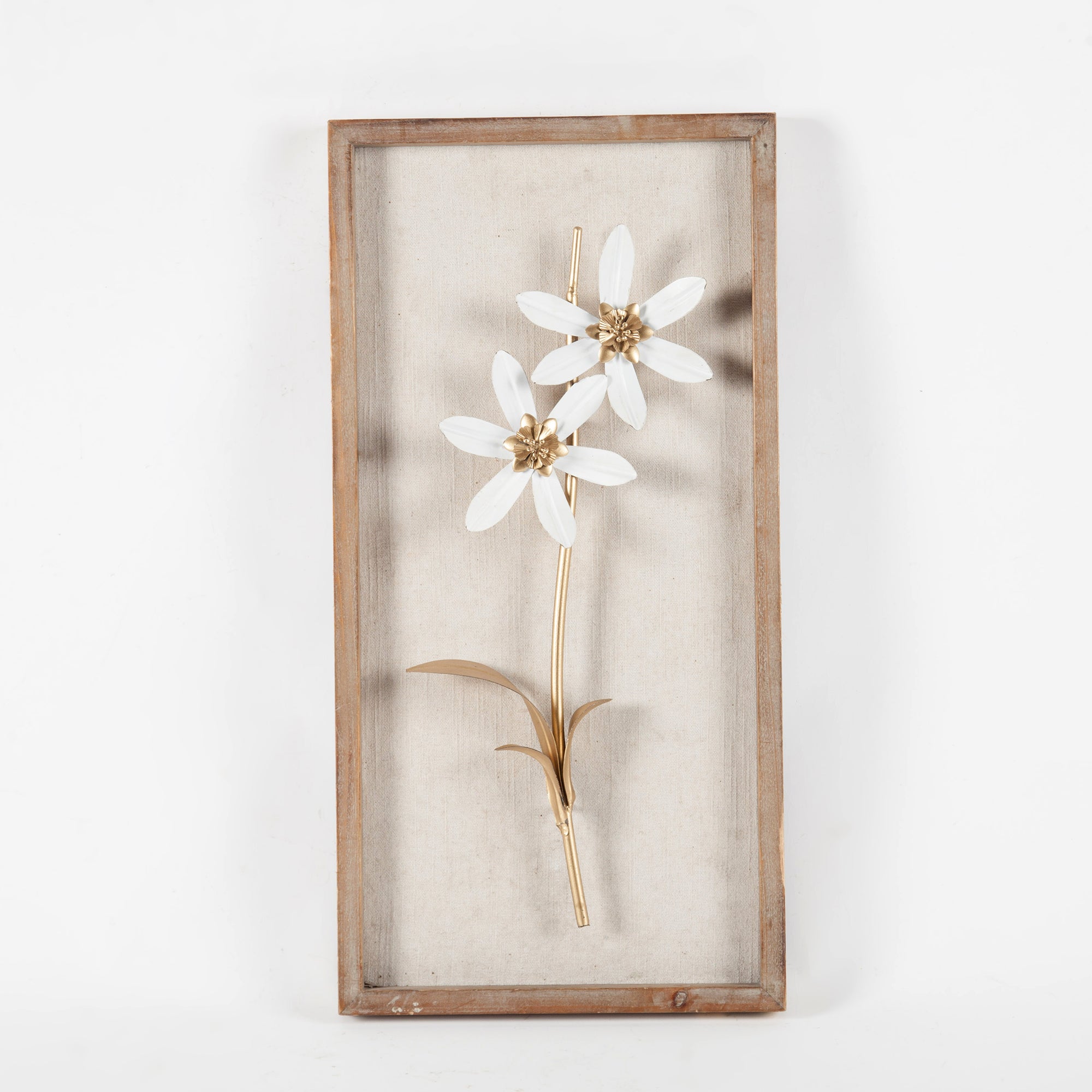 2-Piece White and Gold Flower Bouquet Wall Decor