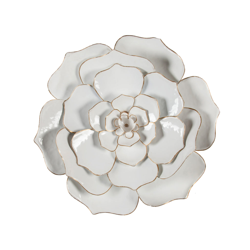 White and Gold Flower Metal Wall Decor