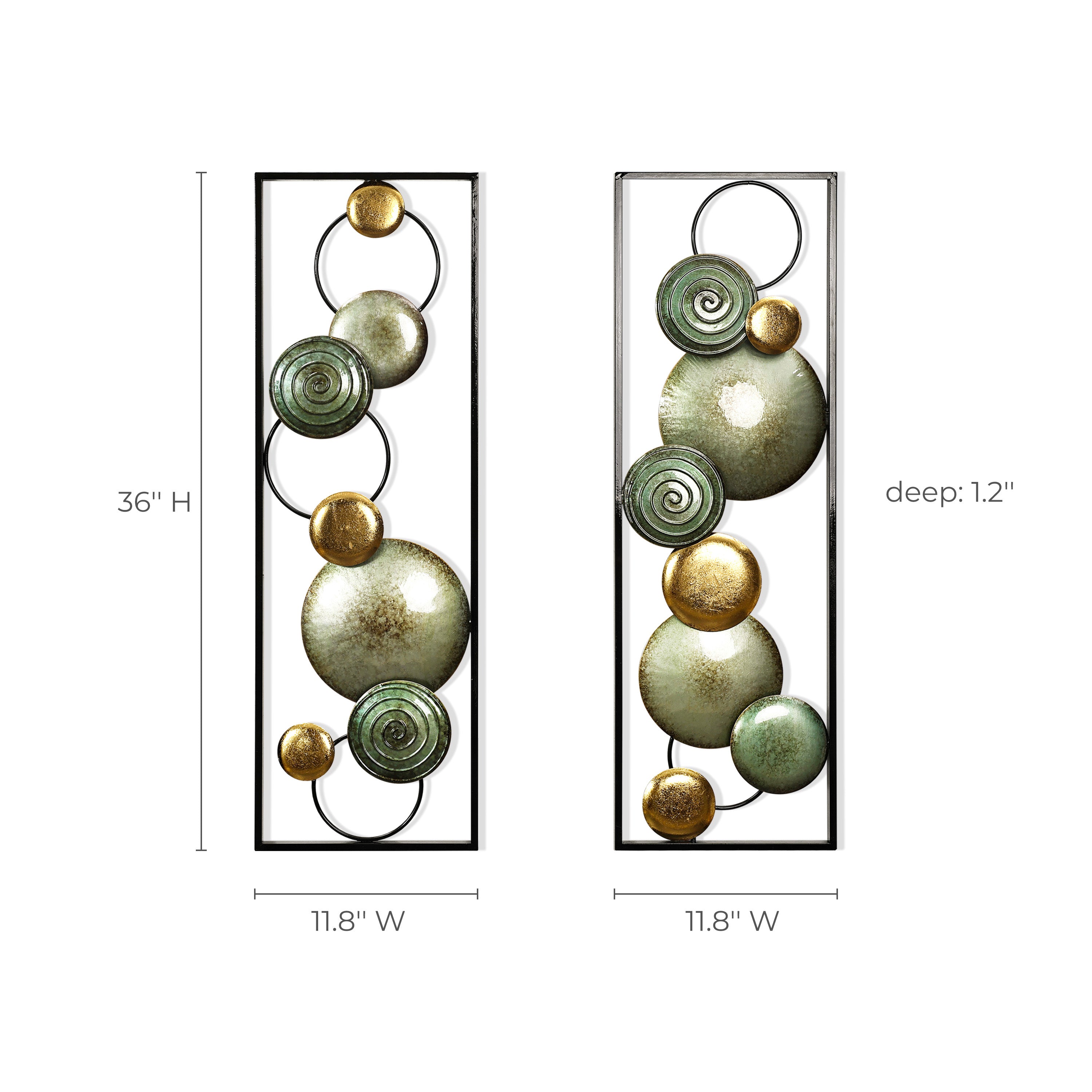 2-Pc Multi-Color Circles Abstract Rectangular Metal Open Wall Decor Set