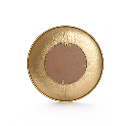 3-Piece Hammered Metal Round Decorative Wall Mirror Set, Gold