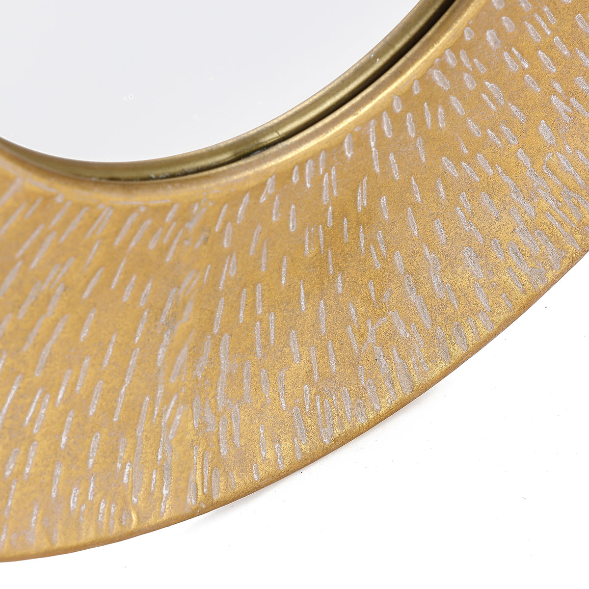 3-Piece Hammered Metal Round Decorative Wall Mirror Set, Gold