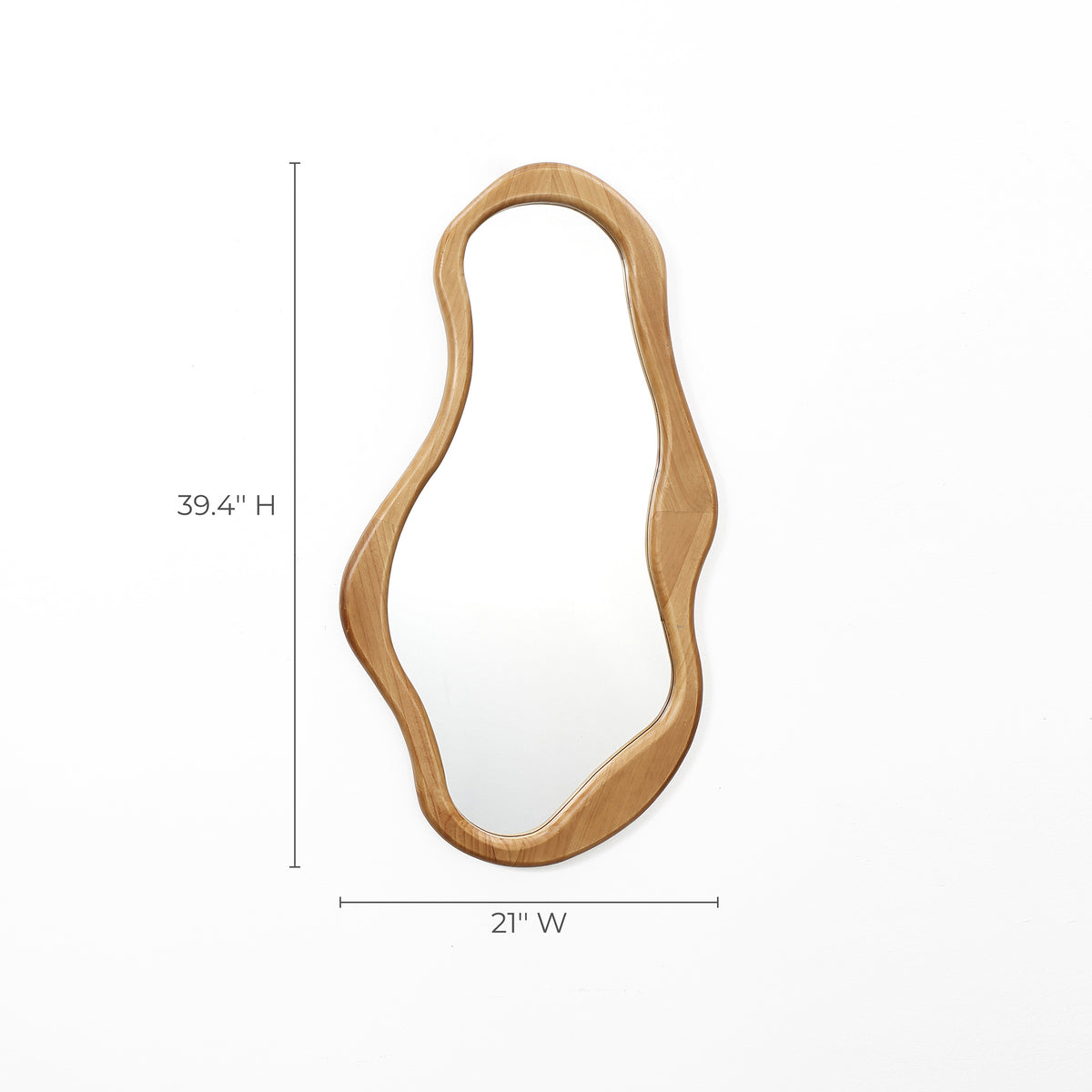 Tall Freeform Wood Decorative Accent Wall Mirror, Pine, 39.5"
