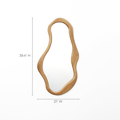 Tall Freeform Wood Decorative Accent Wall Mirror, Pine, 39.5"
