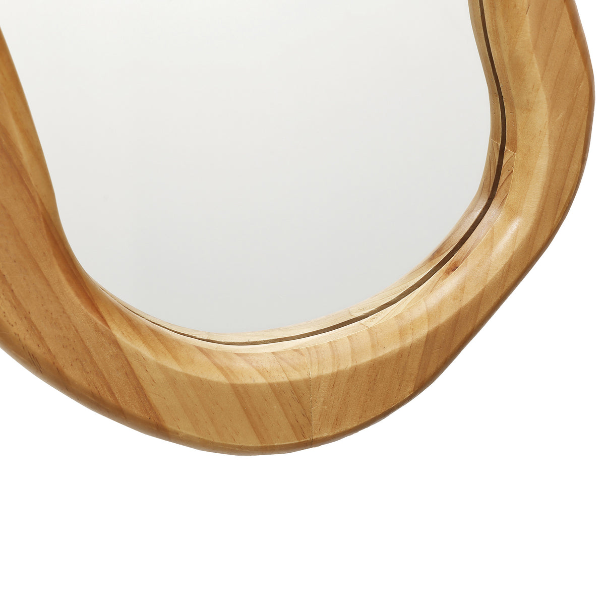 Tall Freeform Wood Decorative Accent Wall Mirror, Pine, 39.5"