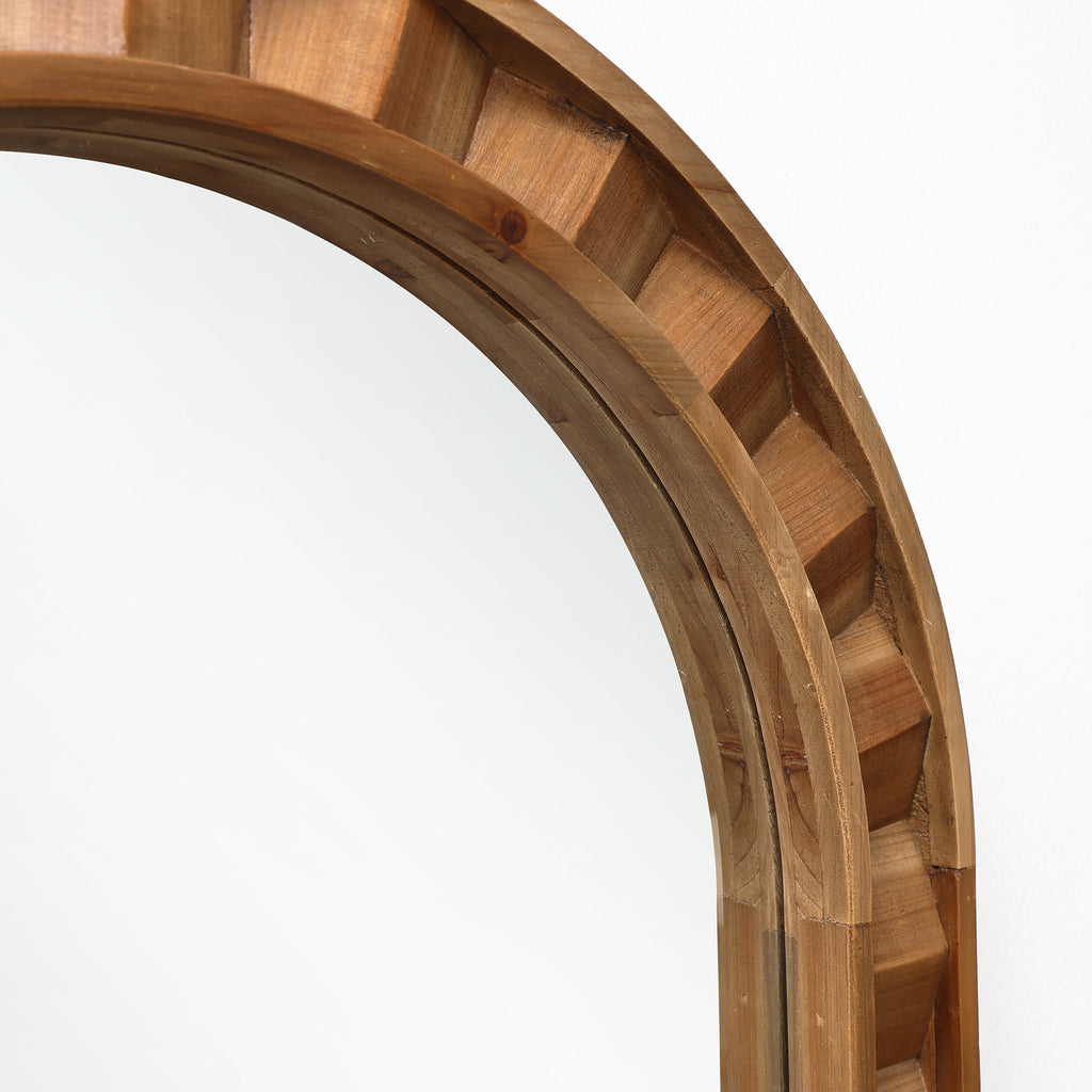 Langford Home 35.4"x23.3" Arched Wall Mirror, 3D Textured Wood Mirror