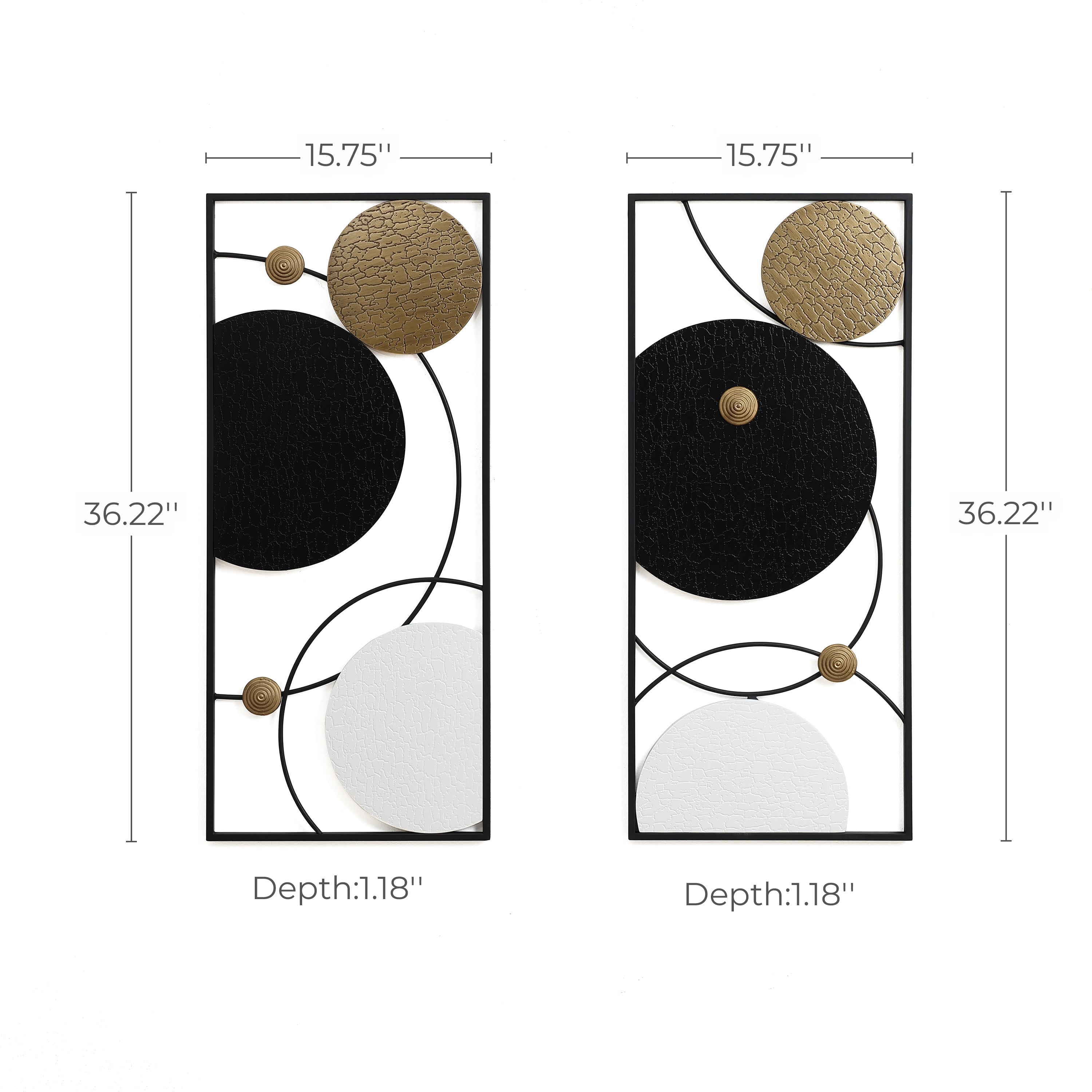 Langford Home 2Pcs Metal Wall Art, Modern Abstract Living Room Wall Decor