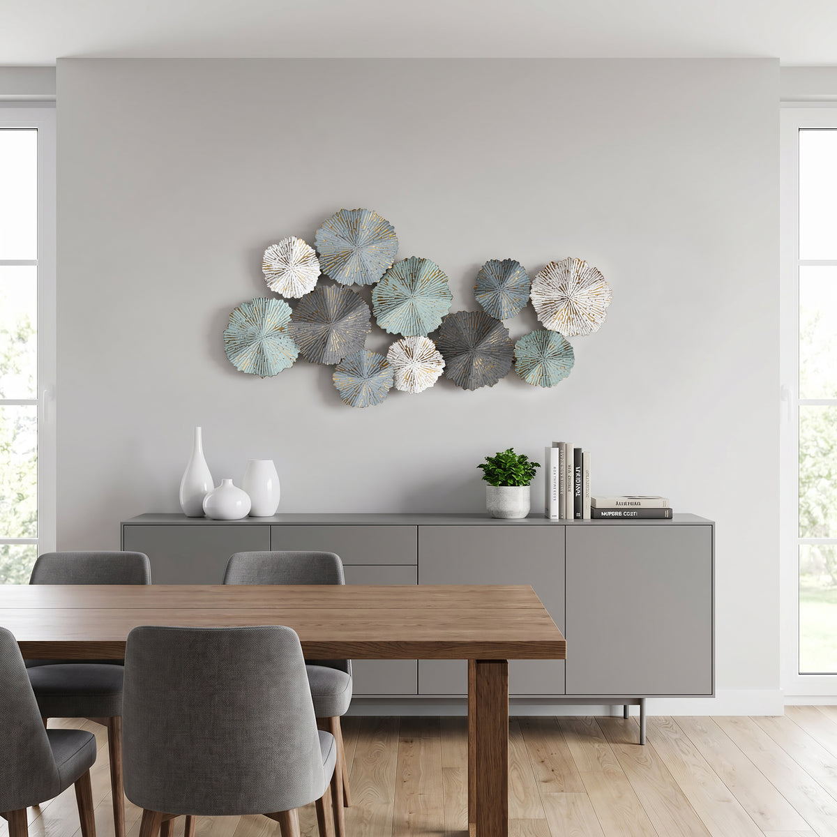 Abstract Lotus Metal Wall Art, 43"