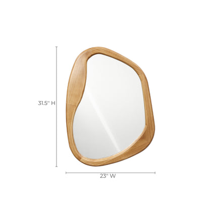 Wavy Freeform Wood Decorative Accent Wall Mirror, Pine, 31.5"