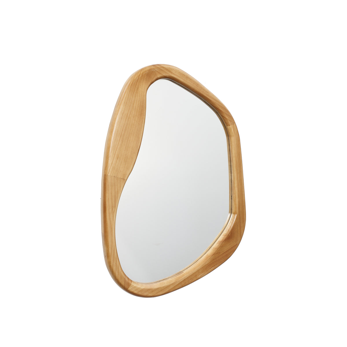 Wavy Freeform Wood Decorative Accent Wall Mirror, Pine, 31.5"