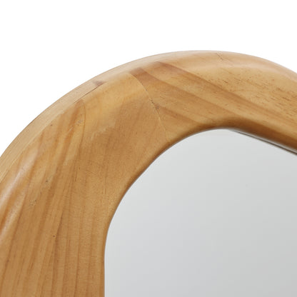 Wavy Freeform Wood Decorative Accent Wall Mirror, Pine, 31.5"