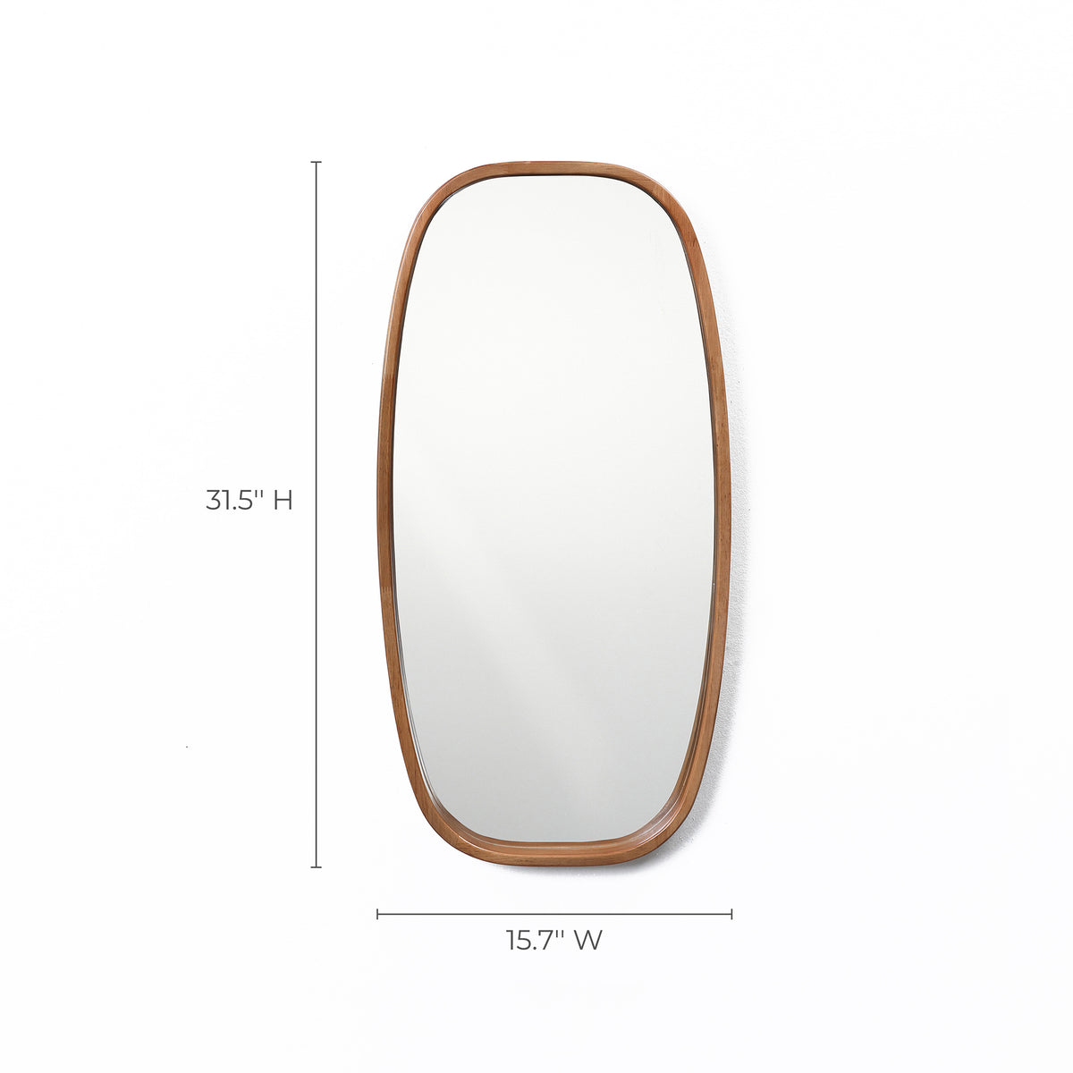 Rounded Rectangle Wood Framed Wall Mirror, Natural, 31.5"