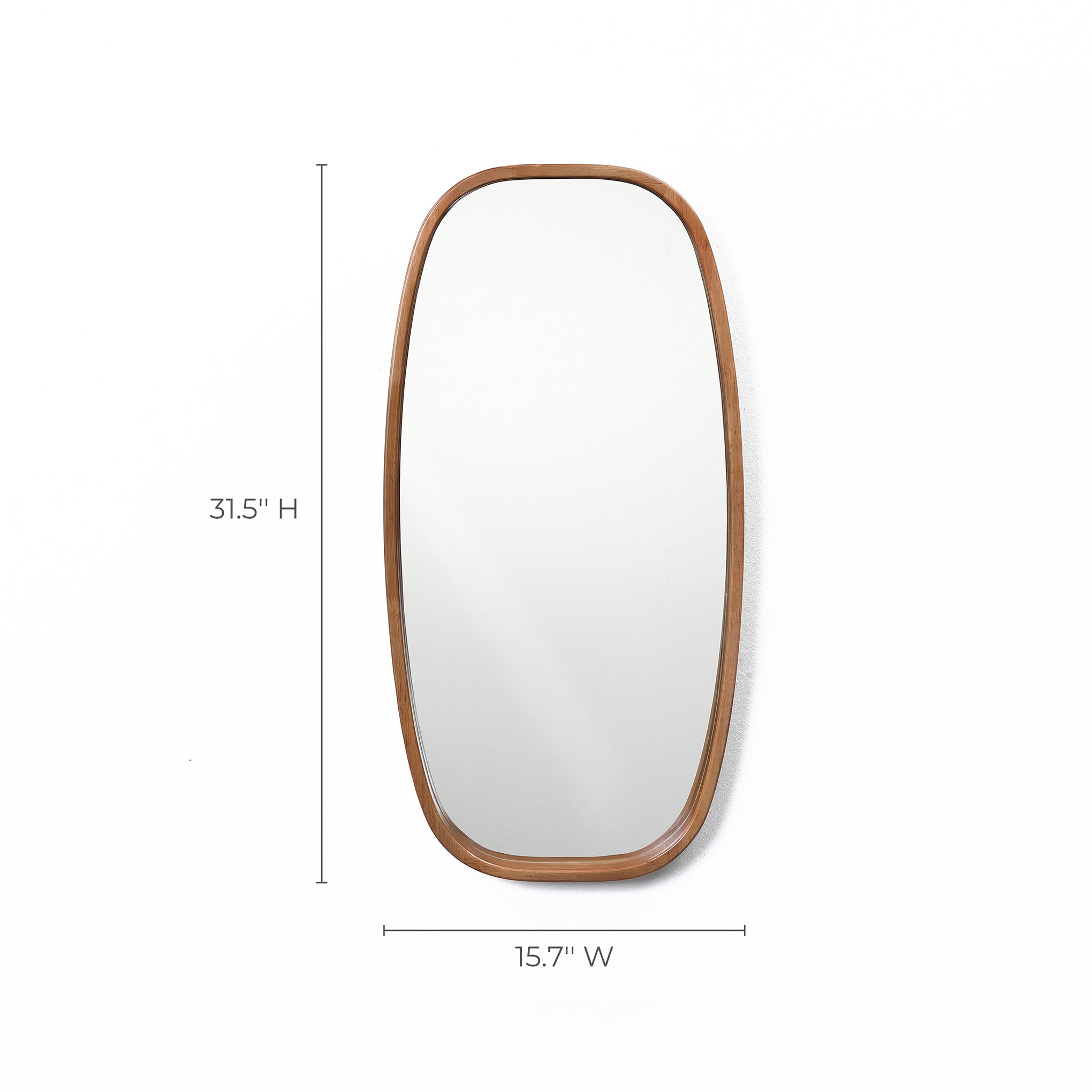 Langford Home 31.5"x15.7" Rounded Rectangle Mirror, Deep Wood Wall Mirror