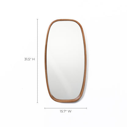 Rounded Rectangle Wood Framed Wall Mirror, Natural, 31.5"