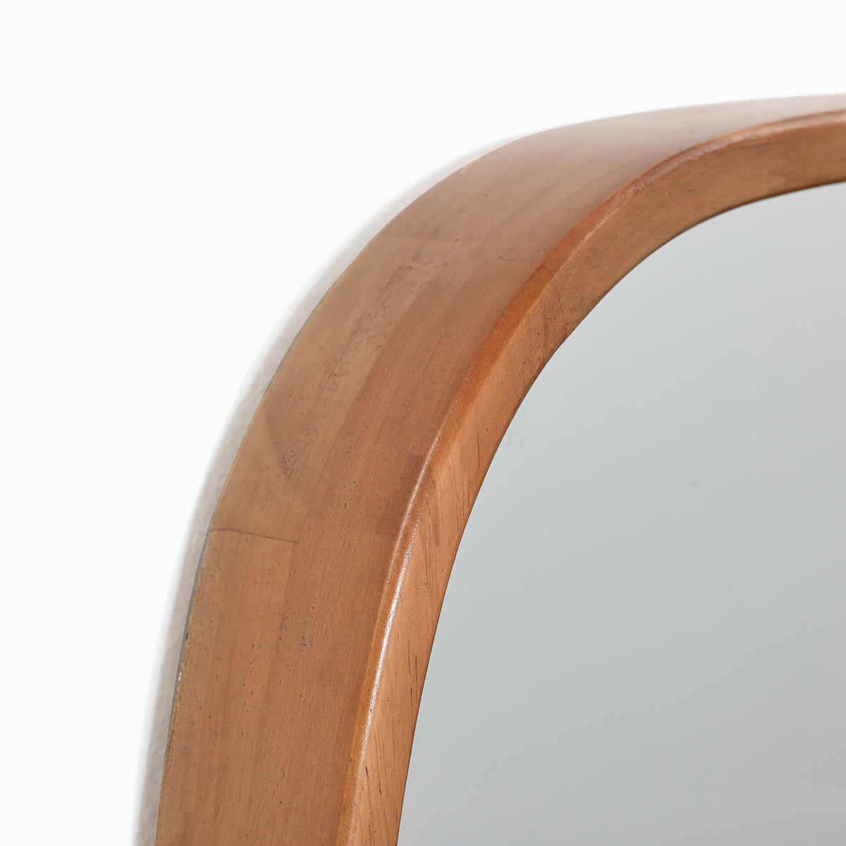 Rounded Rectangle Wood Framed Wall Mirror, Natural, 31.5"