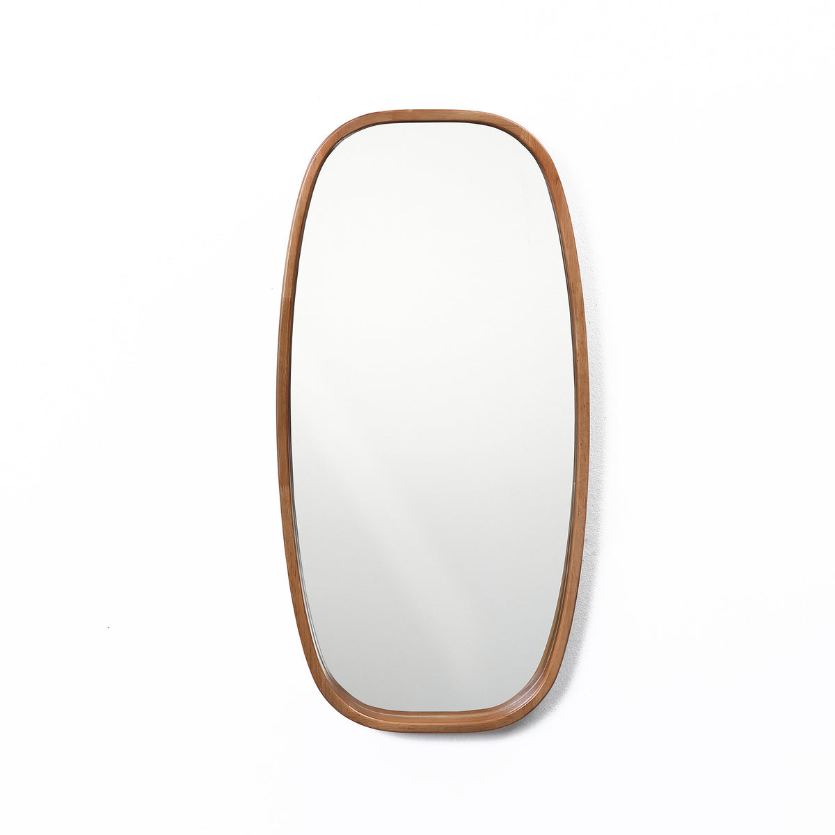 Rounded Rectangle Wood Framed Wall Mirror, Natural, 31.5"