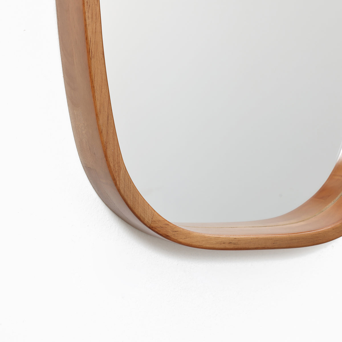 Rounded Rectangle Wood Framed Wall Mirror, Natural, 31.5"