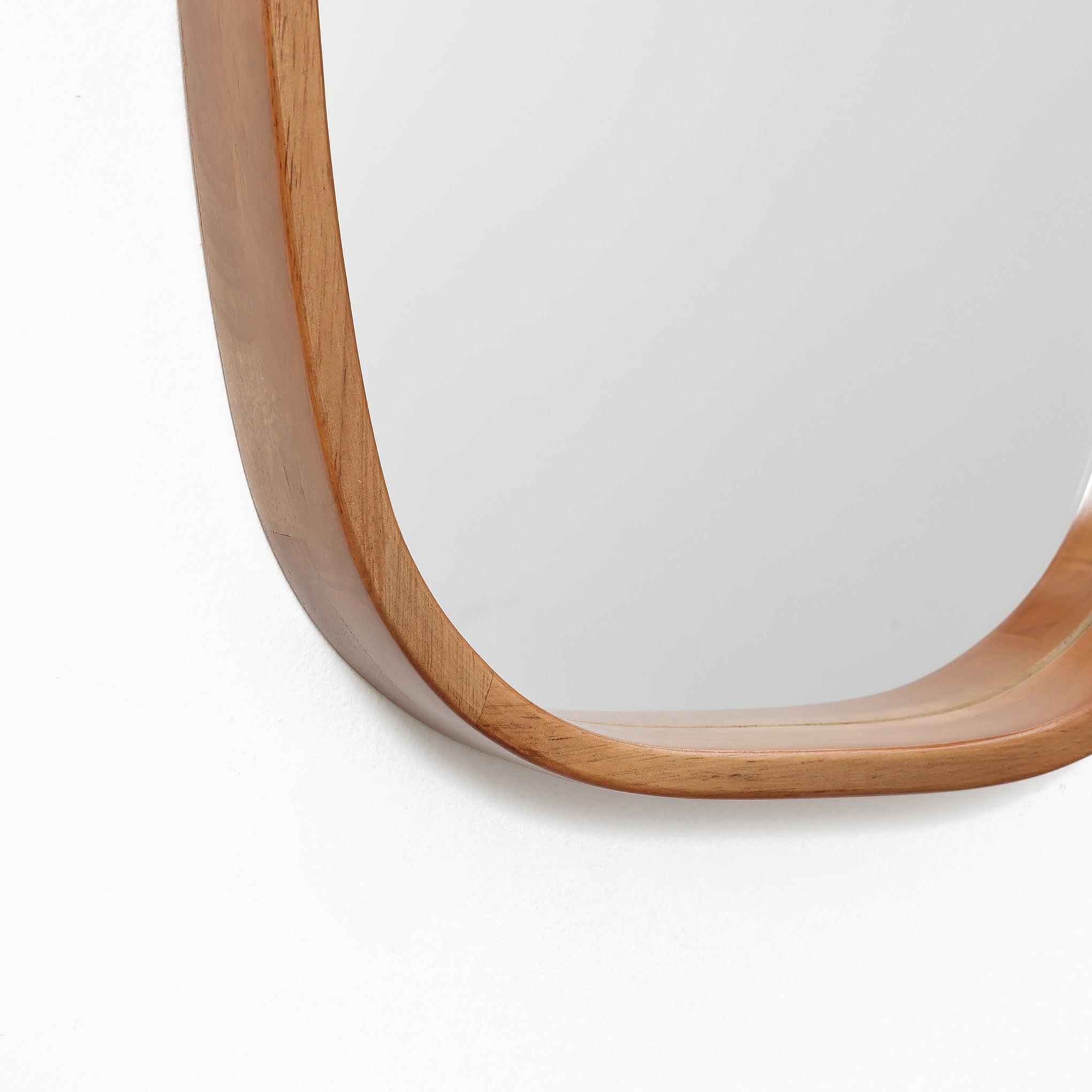 Langford Home 31.5"x15.7" Rounded Rectangle Mirror, Deep Wood Wall Mirror