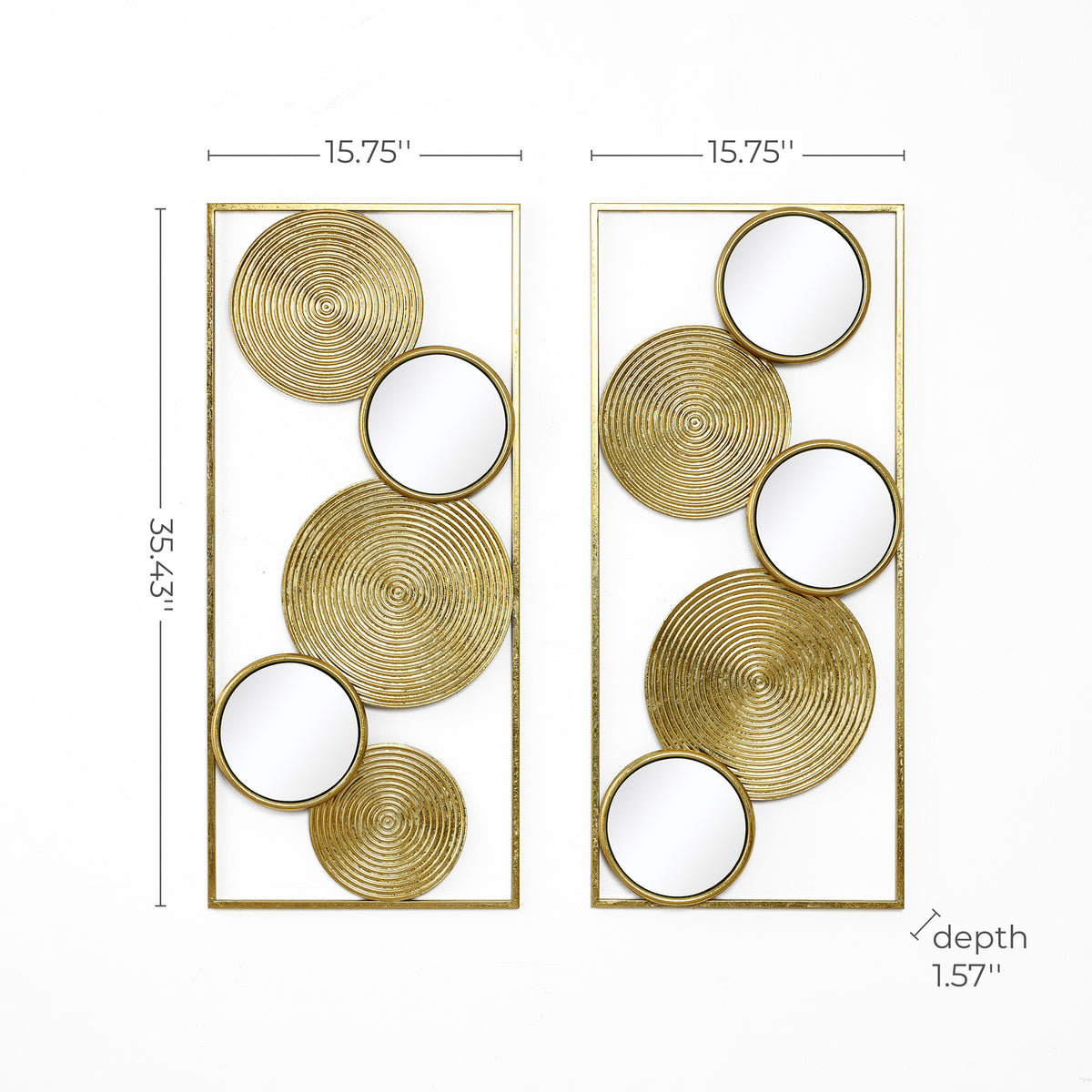 2-Piece Halo Mirrored Wall Art Set, 35.5"