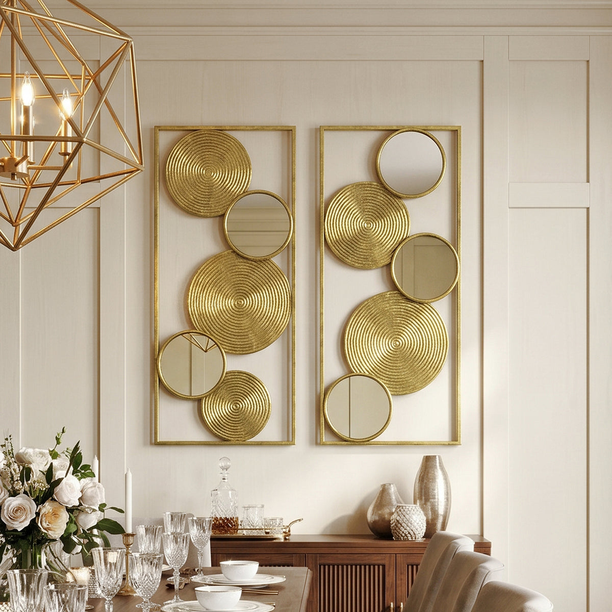 2-Piece Halo Mirrored Wall Art Set, 35.5"